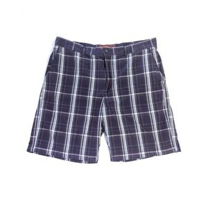 Perry Ellis America Mens 38 W Plaid Cotton Shorts Purple Blue White Orange